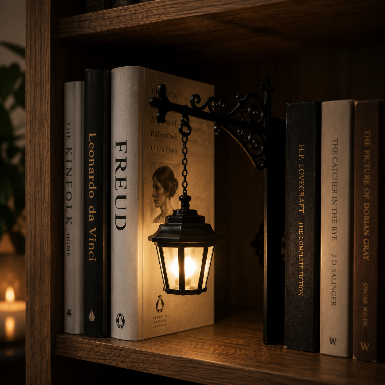 Lámpara Lumen en una biblioteca