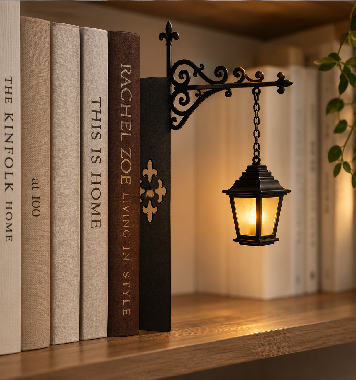Lámpara Lumen iluminando una estantería